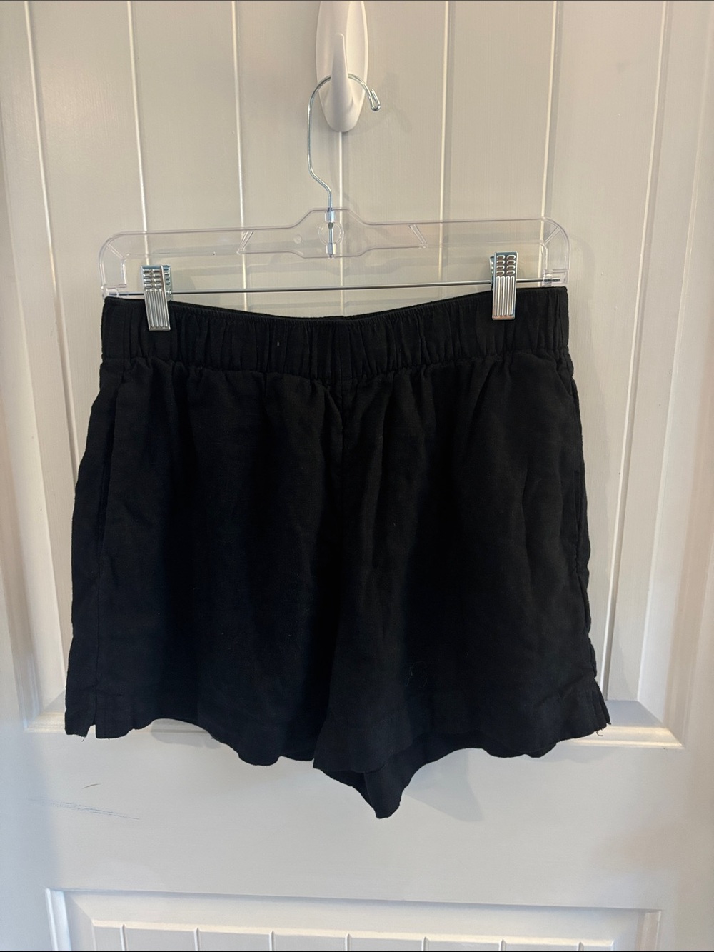 Abercrombie & Fitch Black High-Waist Linen-Blend Shorts